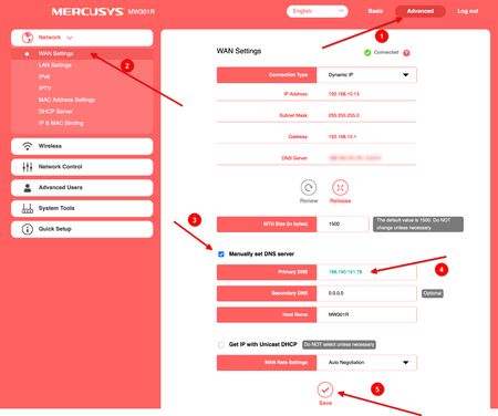 Open the web interface of your router Mercusys MW301R