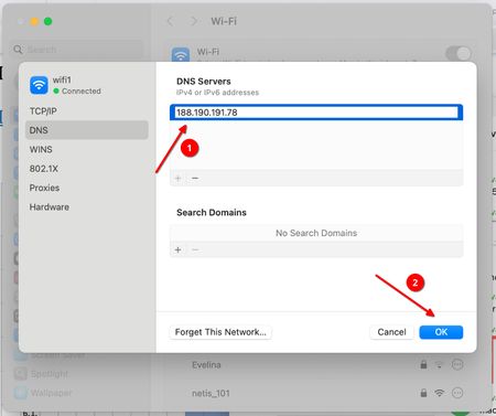 Click the '+' button and enter the IP address of the ADnull DNS server: