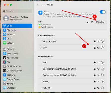 Open the settings of the desired Wi - Fi connection